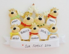Personalized Reindeer Family of 7 Christmas Ornament