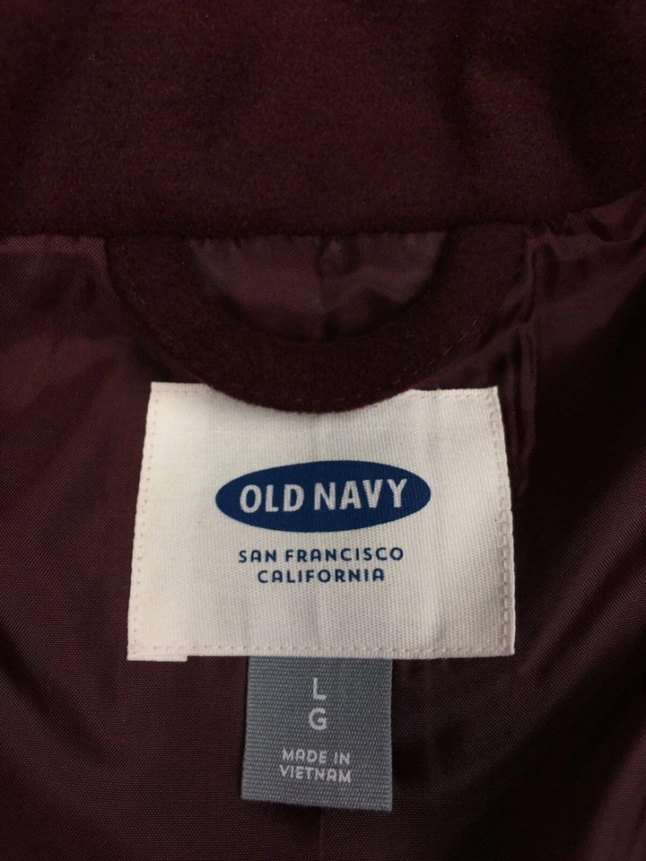 Old Navy Button Up Wool-Feel Jacket Womens Size Large Dark Red Y2K - Image 4 of 4