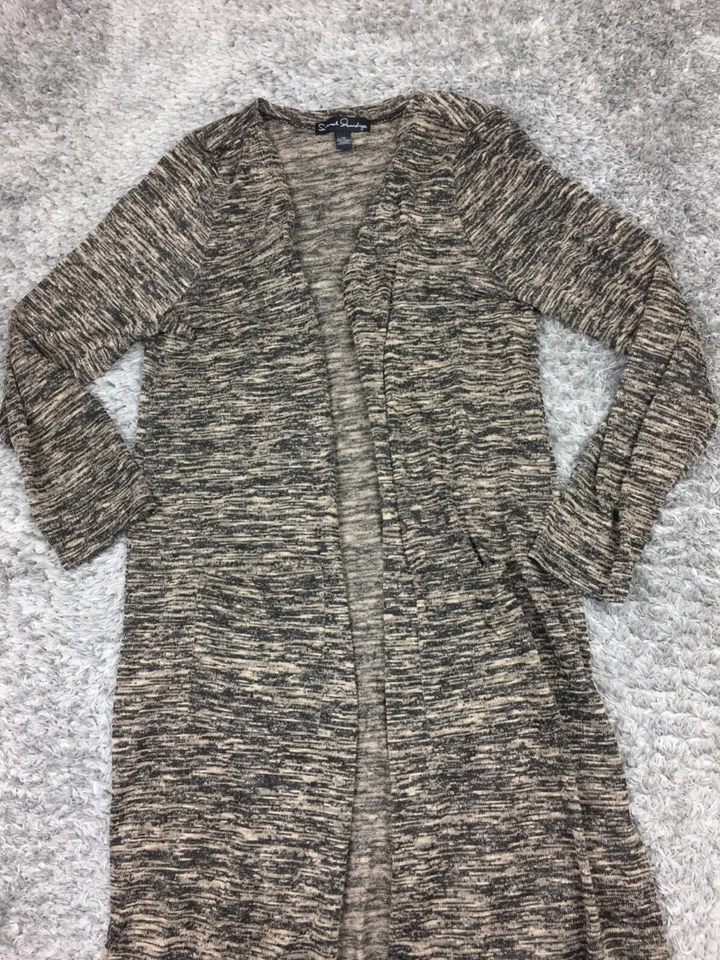 Jaqueta cardigã French Laundry Duster feminina tamanho 1X preta marrom poliéster - Imagem 2 de 4