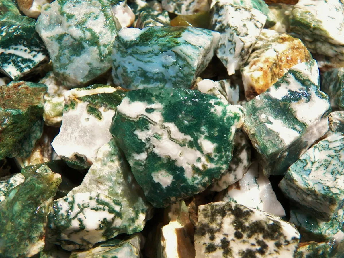 2000 Carat Lot of Green Tree Agate Rough Plus a FREE Faceted Gemstone
