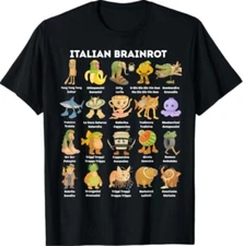 Types of Italian Brainrot Meme Character Hand Drawn T-Shirt