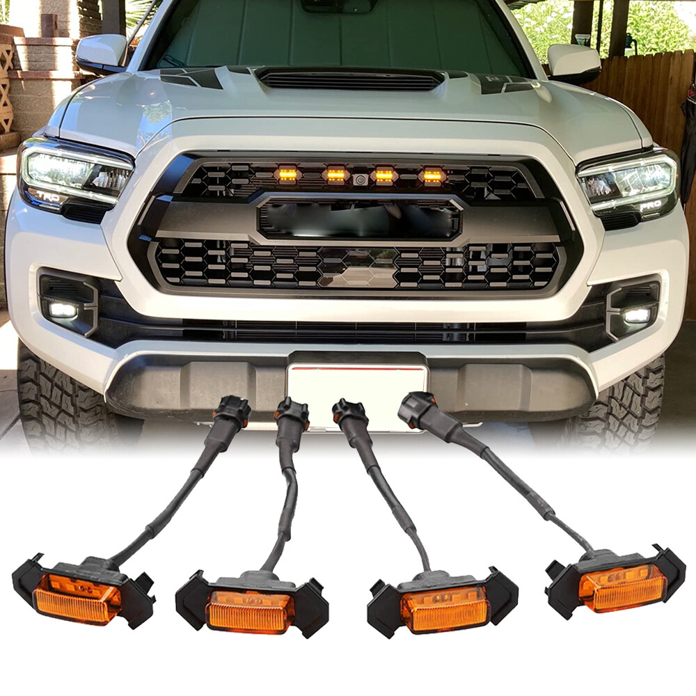 4 Luces LED De Rejilla Para Toyota Tacoma TRD PRO 2016-2023 Con Fusible Y Arnés Rejilla Frontal De Malla Raptor Luces Para Tacoma Carcasa Ambar Con - Foto 10