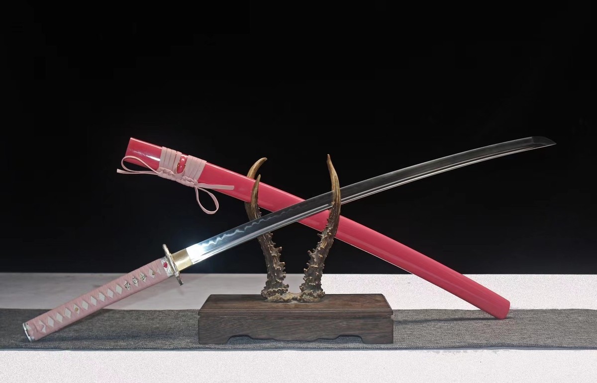 Sakura Pink Katana Clay Tempered 1095 Steel Japanese Samurai Sharp
