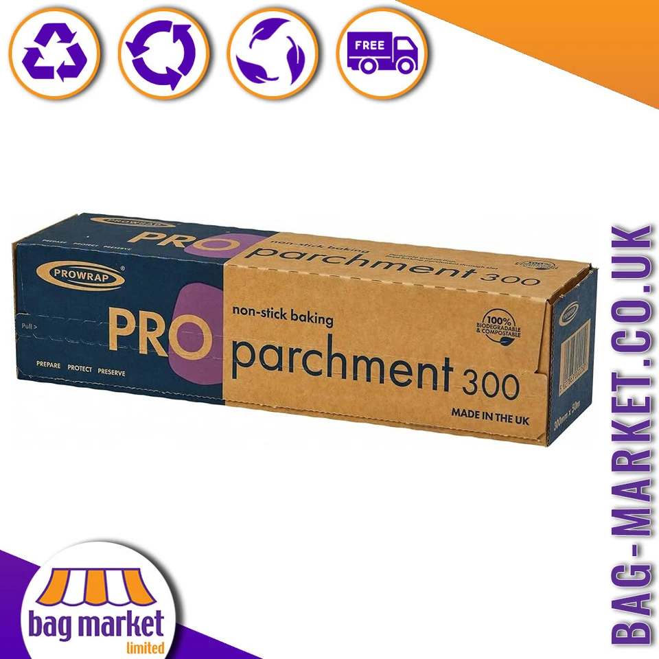 White Baking Parchment Paper Prowrap Roll 50 Metres Non Stick Greaseproof Food - Image 2 of 4
