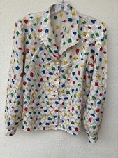 Women s Vintage 70 s Button Down Blouse Beautiful Unique Print
