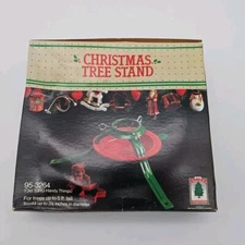 Metal Christmas Tree Stand Steel Live Tree Holder Red Green 3 Legs USA Retro VTG
