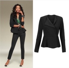Cabi Women's Agency Double Snap Front Peplum Ponte Blazer Jacket  3549 Size 8