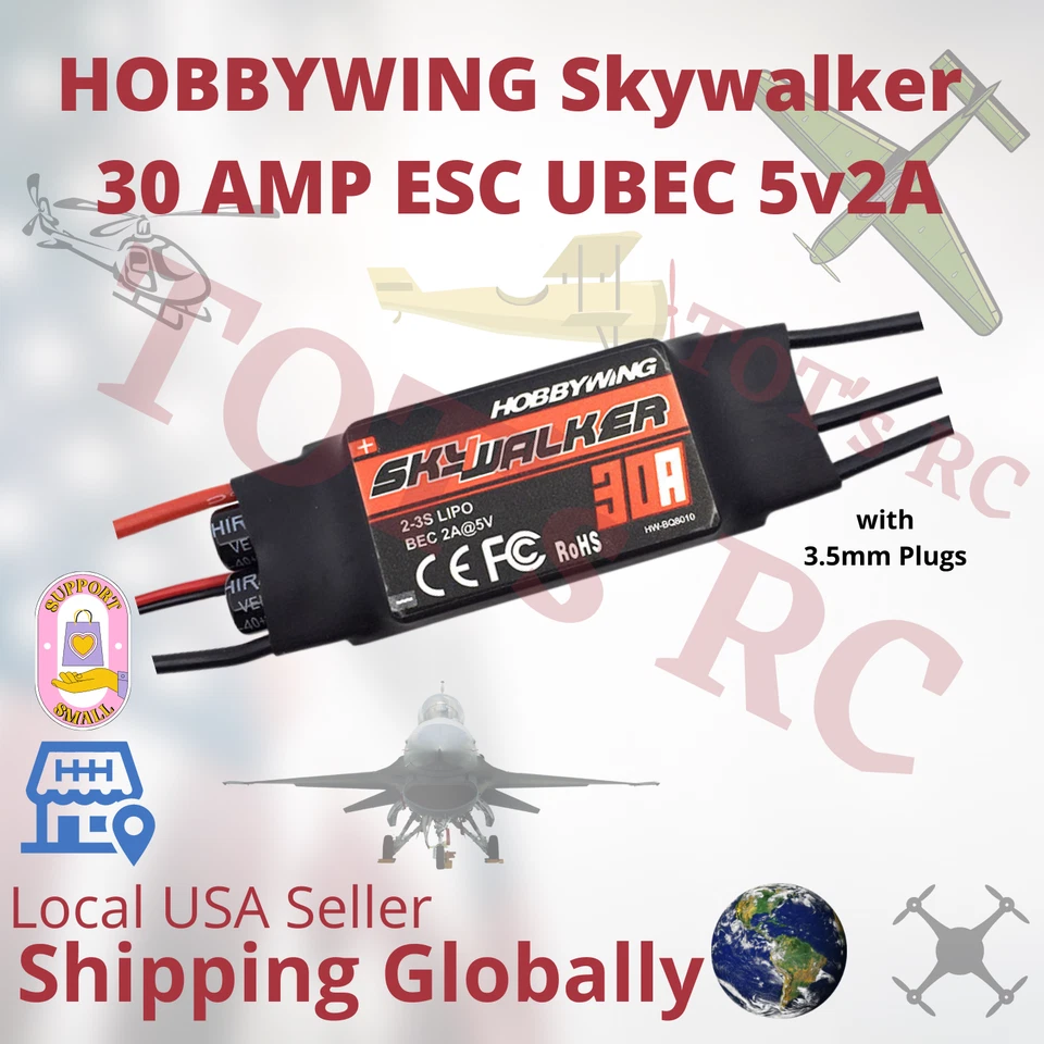 Hobbywing Skywalker 15A 20A 30A 40A 50A 60A 80A 100 120amp ESC 2-6s w/BEC - Image 2 of 4
