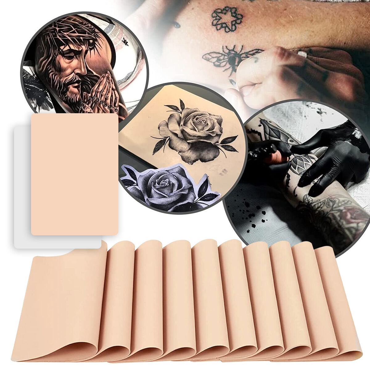 5-100PCS 6"x8" Tattoo Skin Practice Double Sides Fake Skin for Tattoo Supplies