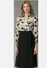 Diane Von Furstenberg Brea Wrap Dress Cut Out Tulips Collared Size 4