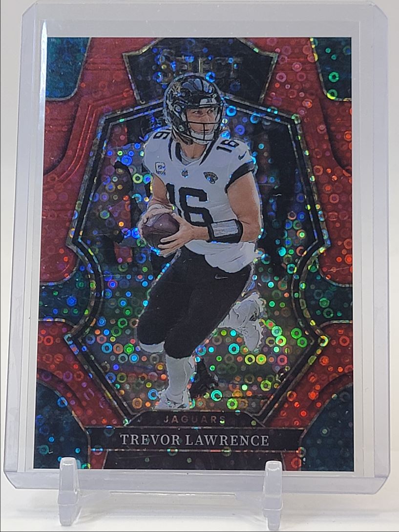 TREVOR LAWRENCE 2022 SELECT PREMIER LEVEL RED DISCO PRIZM JAGS /49 Q2560