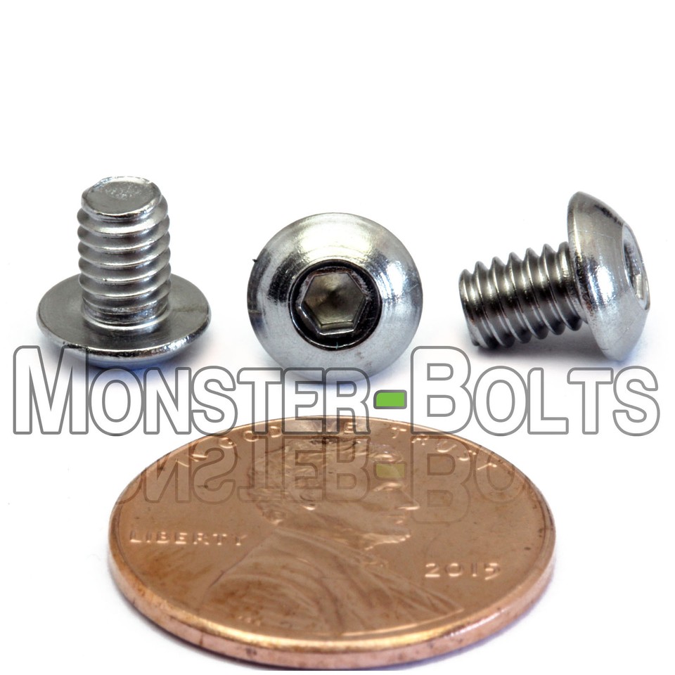 Hex Key Drive Machine Screws 1/4-20 Stainless Steel Button Head Socket Cap Screws - SAE Coarse Thread, A2 Grade, Allen Key Drive Stainless Steel Threaded Fittings 1/8 In End A Diameter