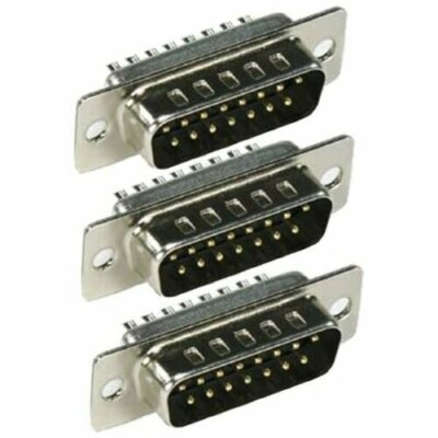 3 Pcs Pack DB15 15 Pin Male D-SUB Solder Cup Connector Adapter Plug Assembly