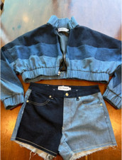 Revolve x Chloe Denim Track Jacket and Shorts