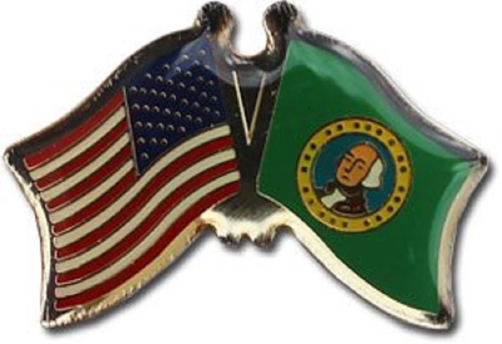 Pack of 12 USA American Washington State Friendship Flag Bike Hat Cap lapel Pin