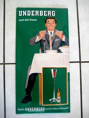Werbe-Blechschild (gewölbt) "UNDERBERG KRÄUTERLIKÖR" Werbung Schilder - Bild 1 von 3