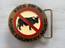 Vintage KSCS FM 96 More Country Music Round Belt Buckle