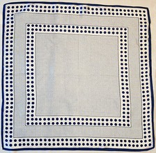 SCARF VINTAGE AUTHENTIC ITALY POLKA DOT WHITE BLUE ACETATE 27" SQUARE