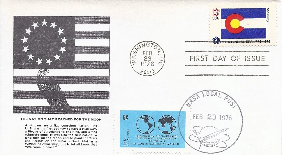 1670 13c STATE FLAG U O NASA LOCAL POST LABEL CANCEL