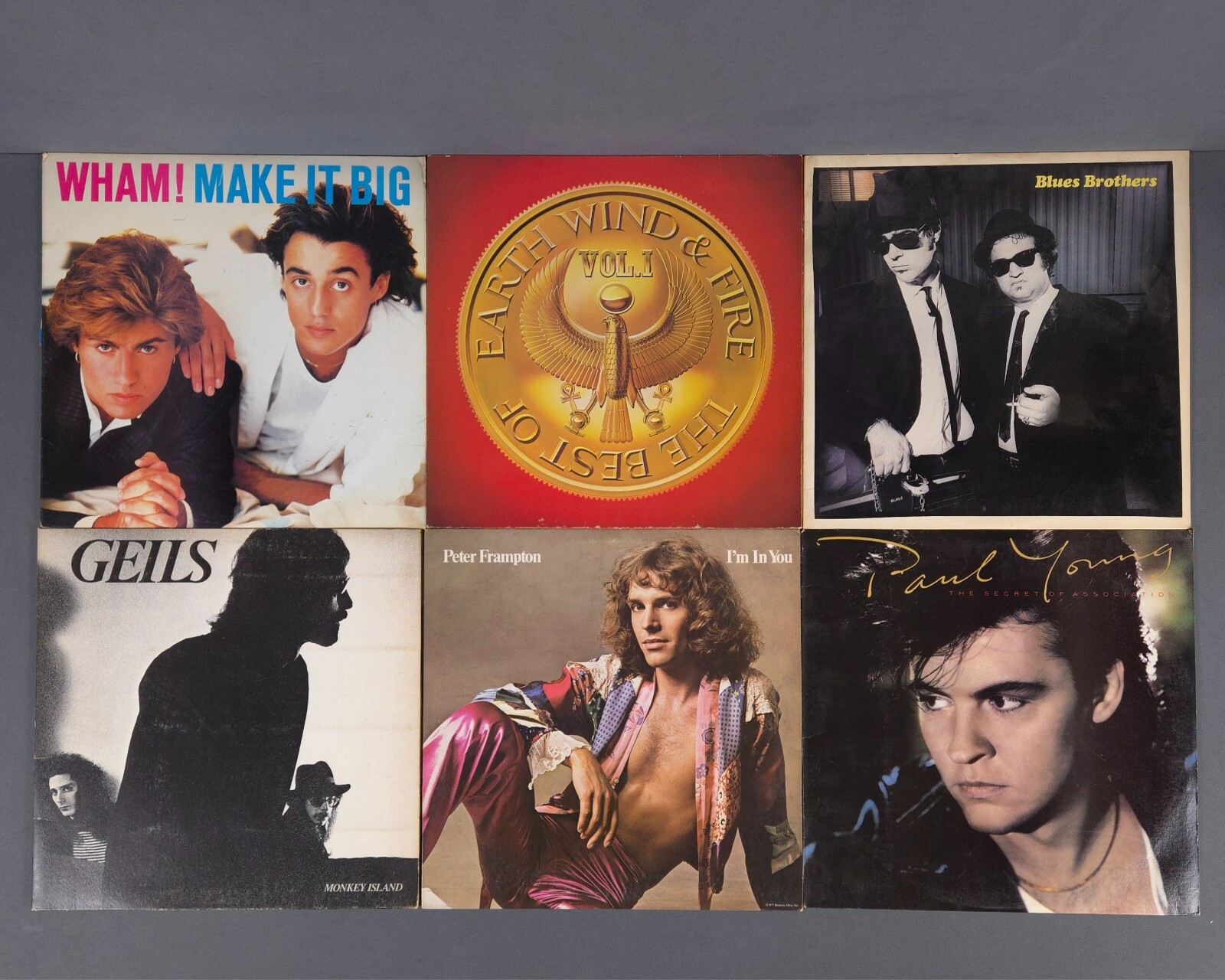 Vintage Vinyl Records Lot Wham Earth Wind Fire Blues Brothers Geils LP Album-image