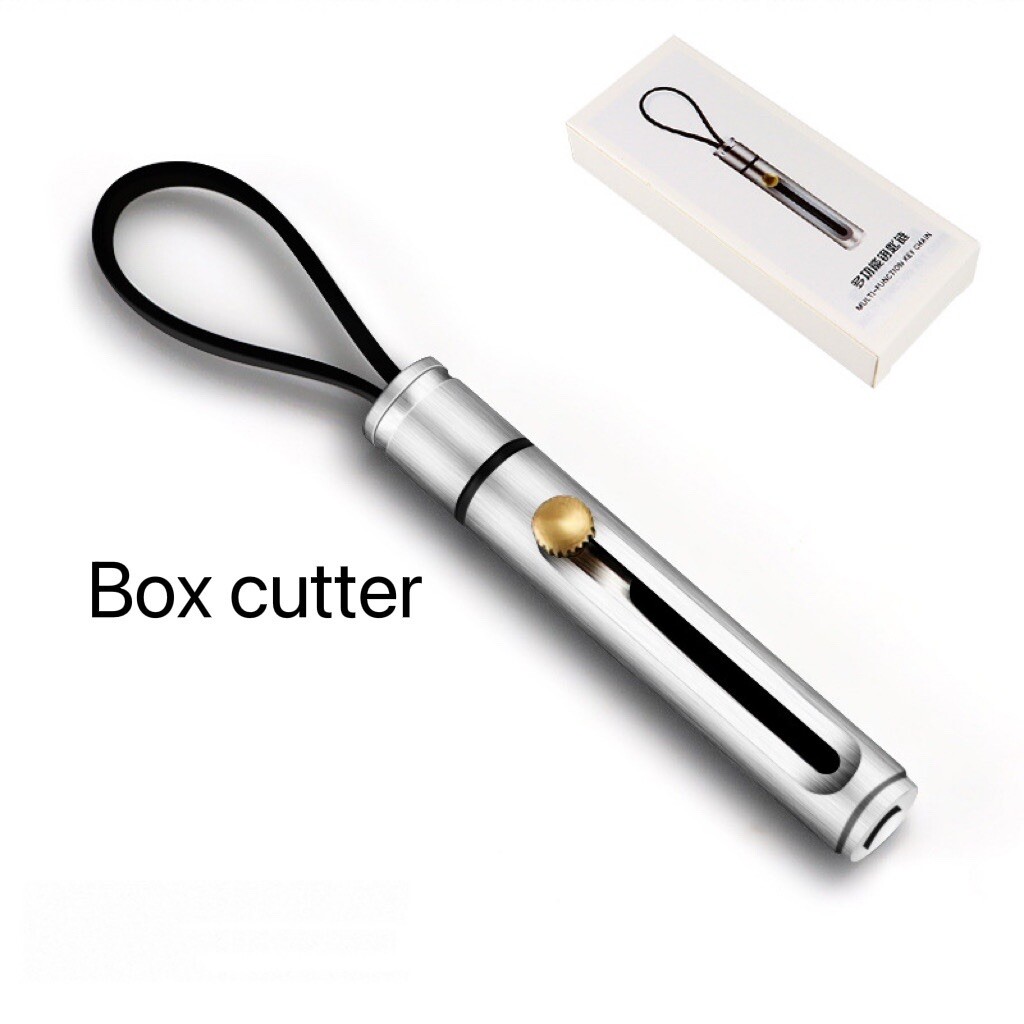 Box Cutter Package Opener Keychain- silver