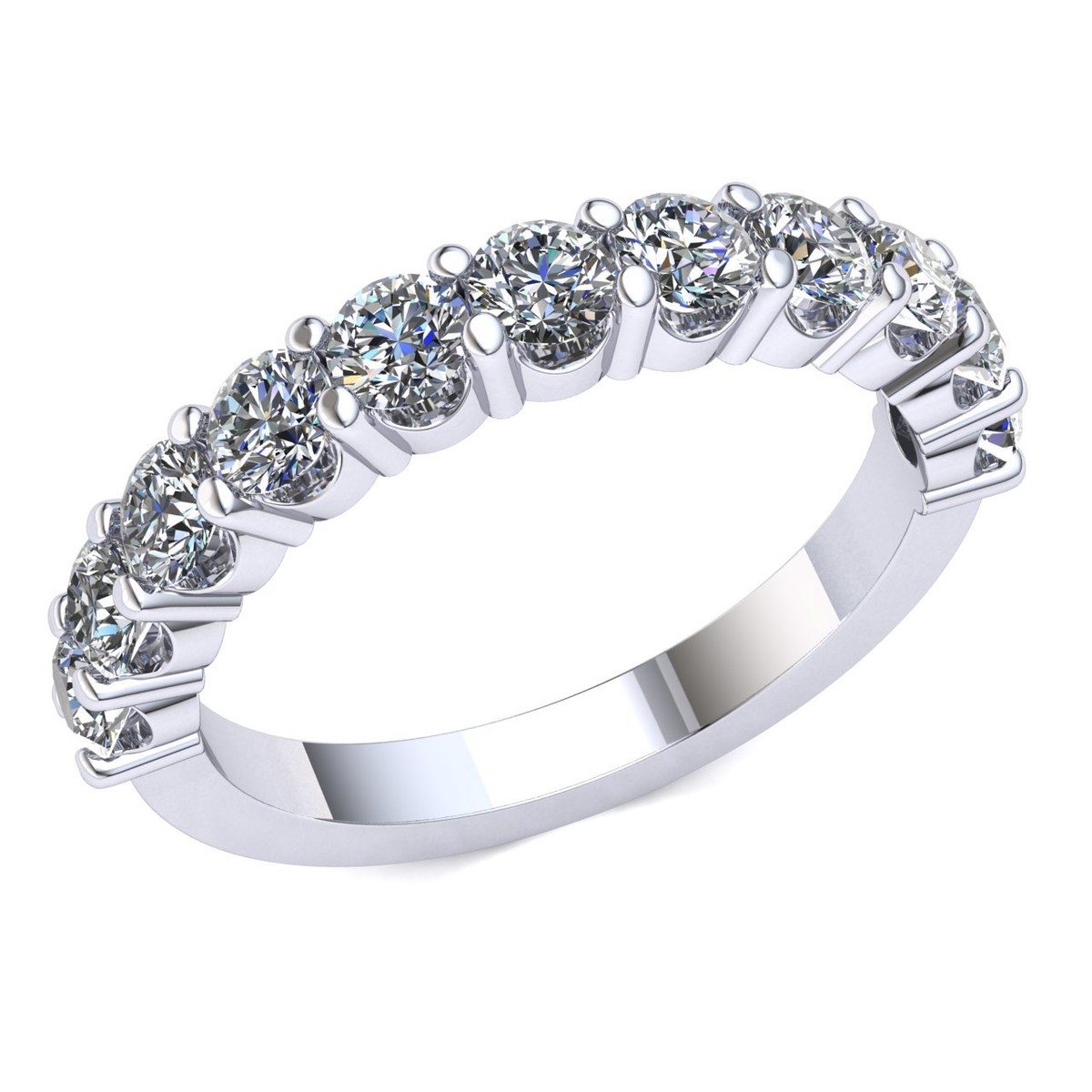 Round Genuine Diamond Ladies Classic U-Prong Half Eternity