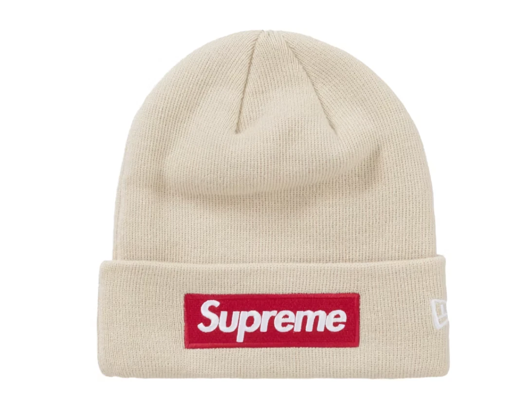 Bonnet Supreme Box Logo (FW24) Stone   en main et prêt à expédier !
