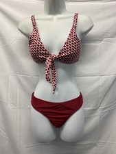 Women  s Two Piece Bikini   Red  White   Size L