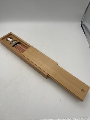 Sliding Wood Art Pencil Carrying Storage Box Case