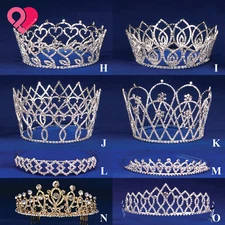 Crown Tiara Headpiece Royal King Queen Princess Wedding Party Pearl Rhinestone