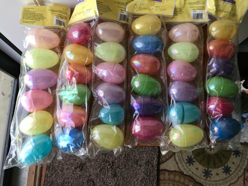 6 Packages of Plastic Easter Eggs Light And Darker Pastels New In Package - 第 1/5 張圖片