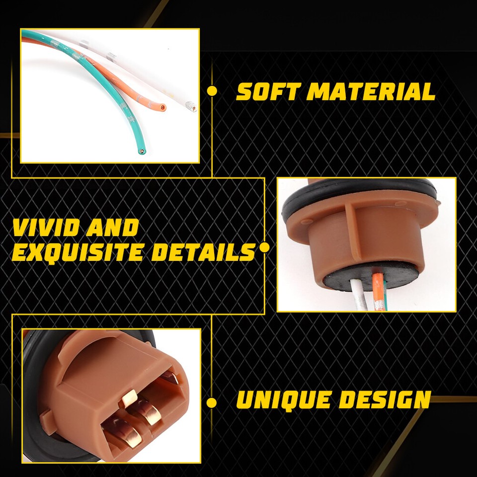 2-Pack 7443/7444 Female Socket Pigtail Harness - Turn Signal Light Connector, 18 AWG