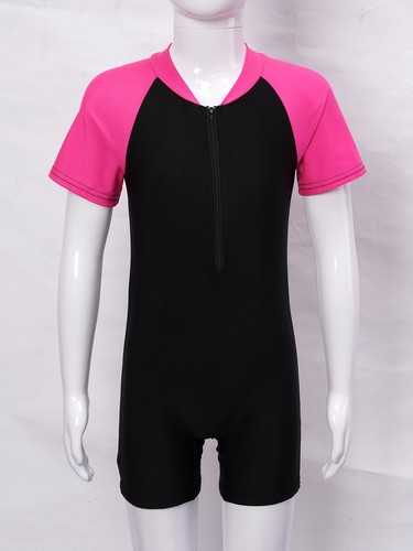 Children Cartoon Print Girls One Piece Short Sleeve Boyshorts Swimsuits Swimwear - Picture 29 of 58