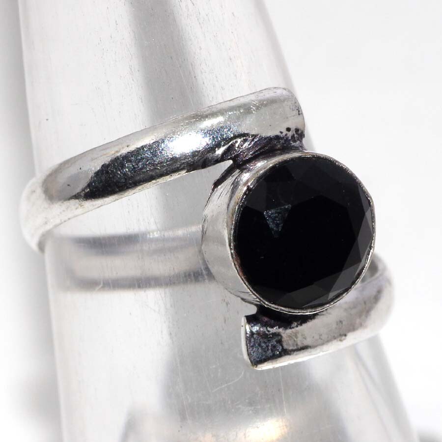 Black Onyx 925 Silver Plated Gemstone Ring US 7.5 Independence Day Gifts JW