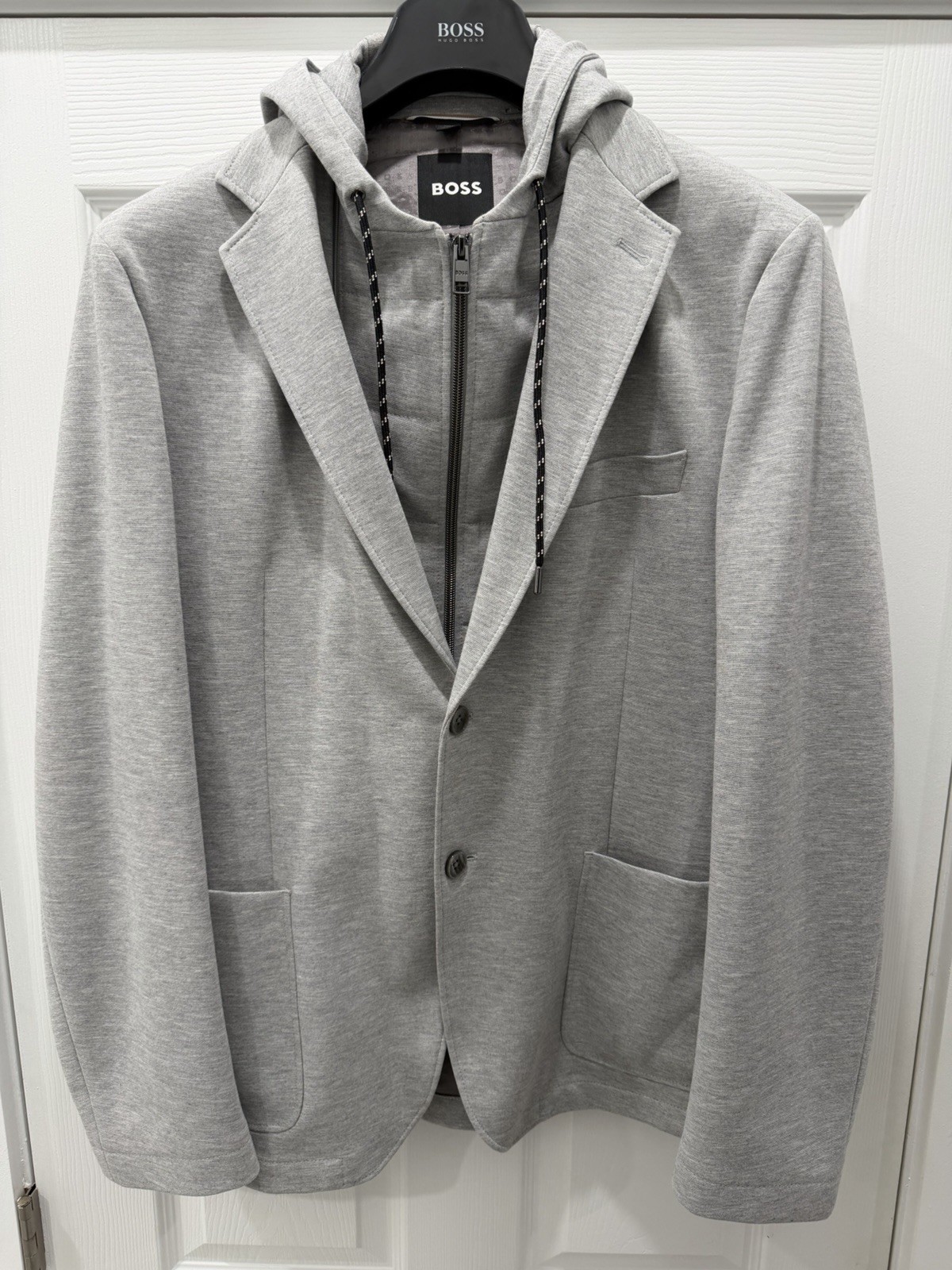 Hugo Boss Men's Grey Casual/Dress Hooded Winter Jacket US 44 IT 52  HTF EUC Rare image 3