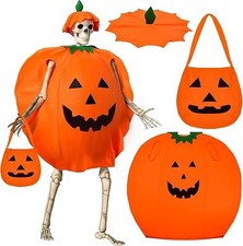 3 Pcs 12 Ft Skeleton Halloween Pumpkin Costume Set Includes Pumpkin Hat Clothes