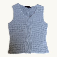 Pleats Collection Pings Imports White Crinkle Pleated Tank Top M Vintage