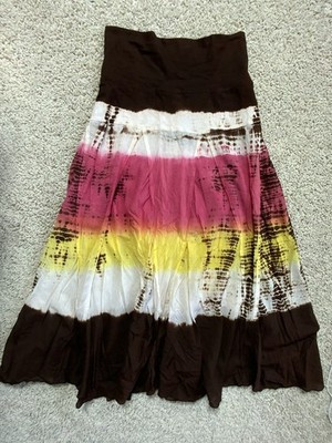 Speak 2 Me Lightweight Tie Dye Boho Maxi Skirt Bohemian Gypsy 100% Cotton L