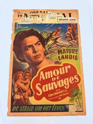 1940 One Million B.C Original 14x22  Movie Poster Lon Chaney Carole Landis