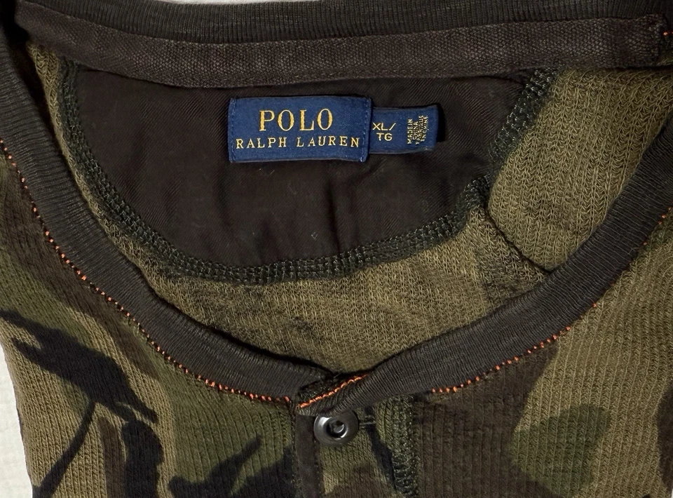 Womens Polo Ralph Lauren Camo Henley Shirtdress Long Sleeves Mini Shift XL Khaki - Image 4 of 4