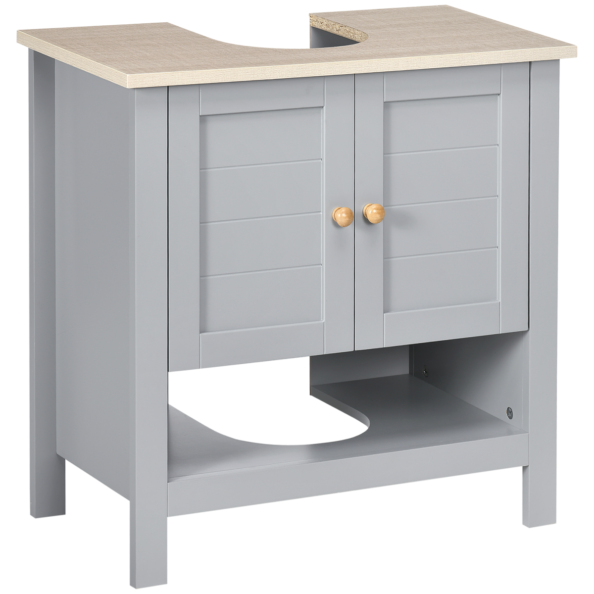 Rackhams White/Grey Bathroom Under Sink Cabinet With Adjustable Shelf, - Image 4