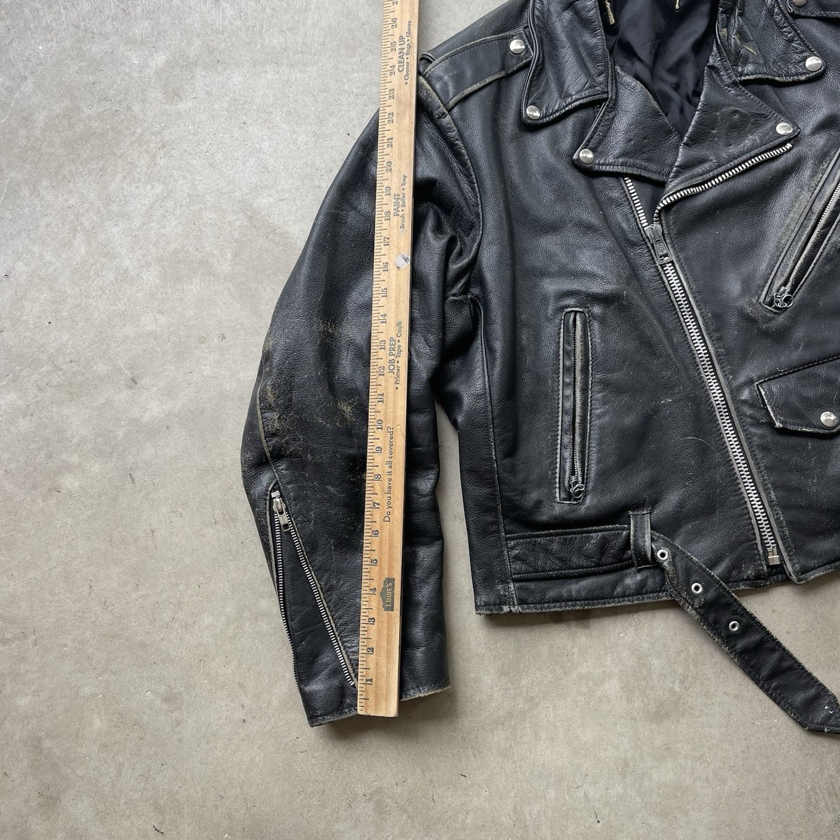 Vintage 70s Leather Motorcycle Jacket Distressed Double Rider