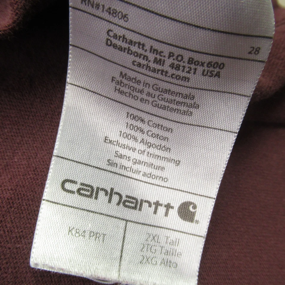 Carhartt Shirt Mens 2XL Tall Short Sleeve Henley Crew Neck Buttons Workwear Red - Image 4 of 4