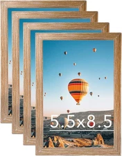 5.5x8.5 Picture Frame Set of 4 for Wall Hanging or inch, Rustic Brown 