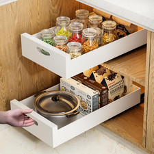 2 Pack  21" Deep Pull Out Cabinet Organizer Adhesive, 10-Inch Wide Sturdy Carbo