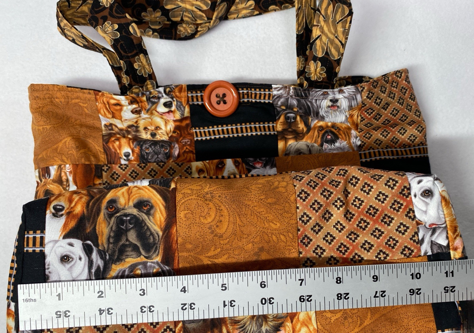 Handmade Patchwork Dog Brown Reuseable Tote Shopp… - image 7