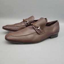 VTG 80s Gucci Mens Calf Leather Loafer Horse Bit Twisted Braid Brown Size 45 E