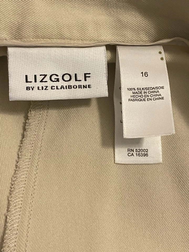 Shorts Liz Golf 100% seda cáqui bronzeado frente plana tamanho 16 - Imagem 2 de 4