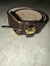 Michael Kors Brown Wide Leather Belt Gold MK ...