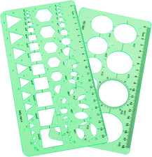 2-Pack Circle Template Geometry Rulers Durable Drawing Stencils for Drafting